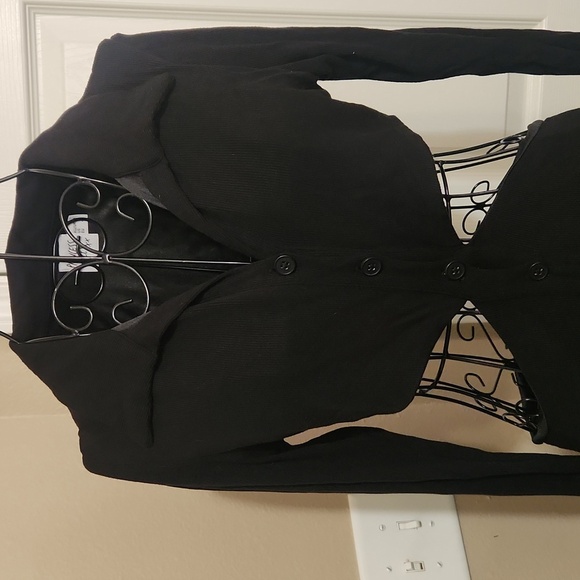 Princess Polly Black Ribbed Sheath Dress with Notched Collar - Picture 5 of 8